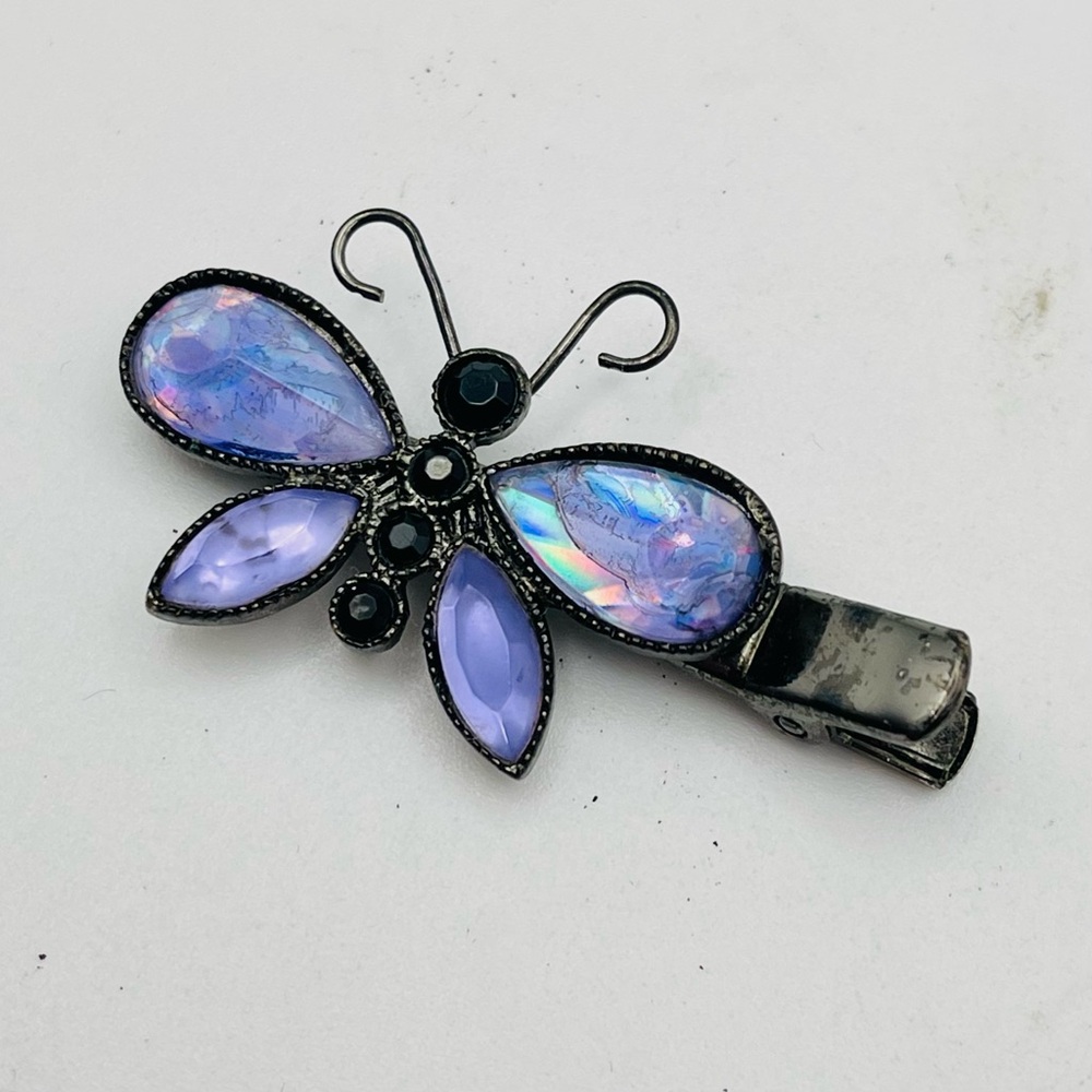 Petite AVON Purple and Iridescent Butterfly Hair Clip Cute Collectible - Picture 8 of 14